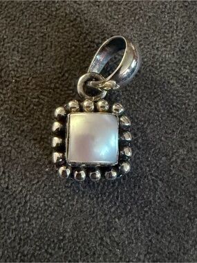 Sterling Silver Mother-of-Pearl Square Pendant - White
